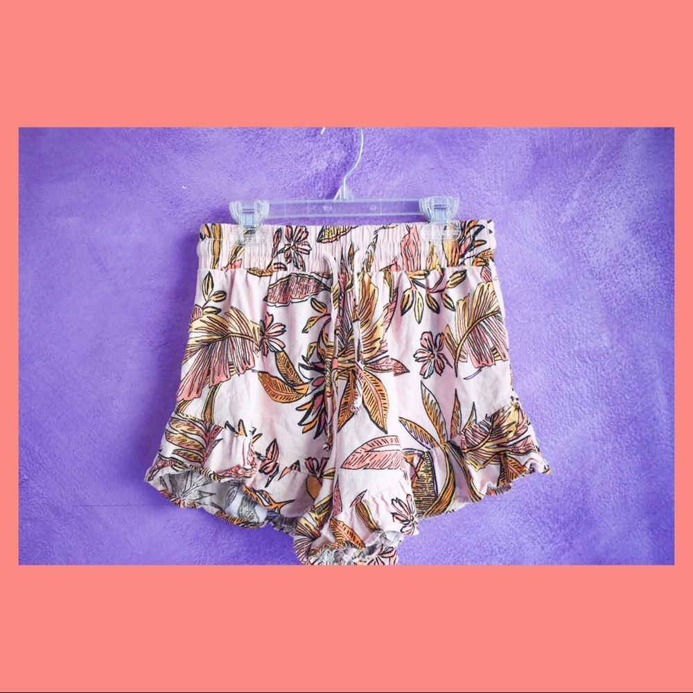 Pink floral shorts
